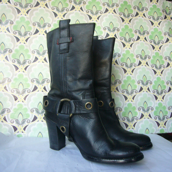 Tommy Hilfiger Black Motorcycle Boot - Size 7 EUC - Picture 2 of 8